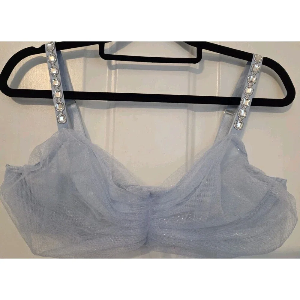 Victoria's Secret Dream Angels Twinkle bra glitter tulle & Crystal Straps - XL